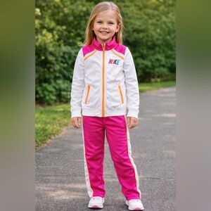 Nike 2 Piece Full Zip Jacket & Pant Girl Set Jogger Track Sweatsuit Colorful 6X